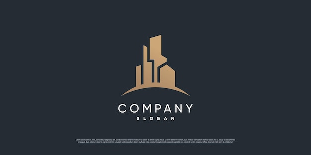 Logotipo de construcción con estilo dorado y de línea premium vector parte 1