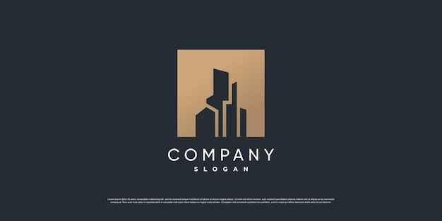 Logotipo de construcción con estilo dorado y de línea Premium Vector parte 2