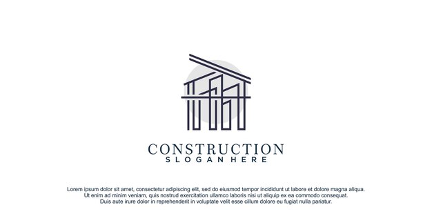 Logotipo de construcción con ilustración de vector de icono de diseño de lineart