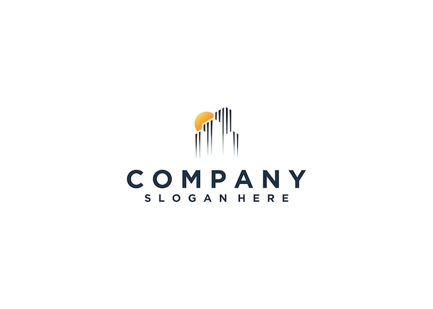Logotipo de construcción para impresión de empresa de construcción con concepto moderno Vector Premium