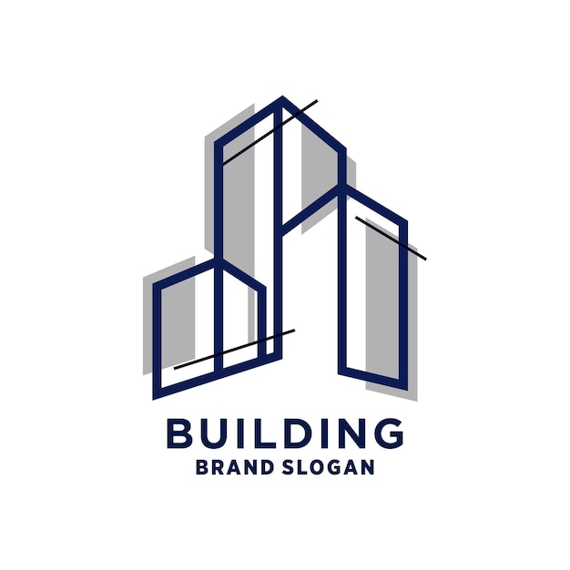 Logotipo de construcción para impresión de empresa de construcción con concepto moderno Vector Premium