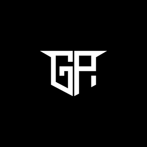 Logotipo de construcción moderna de GP con diseño simétrico