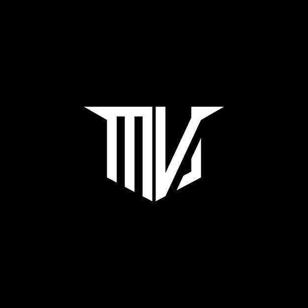El logotipo de construcción moderna de MV con diseño simétrico