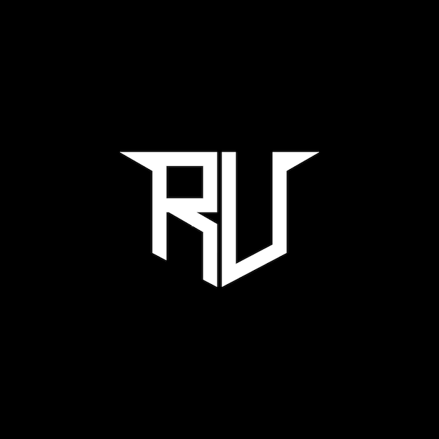 Logotipo de construcción moderna de RU con diseño simétrico