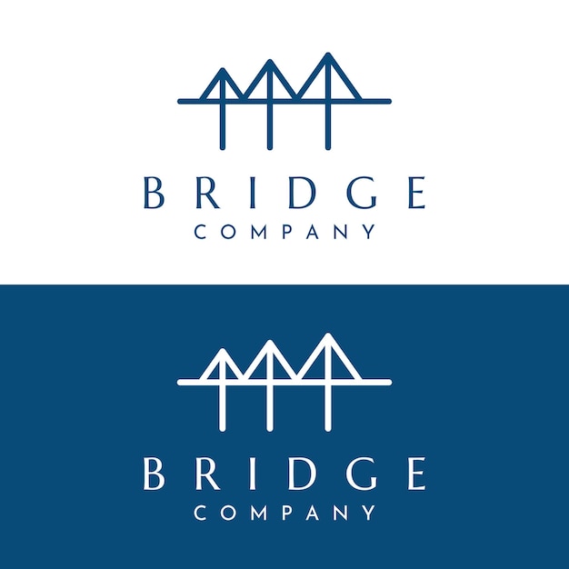 Logotipo de construcción de puente creativo minimalista y elegante con un concepto moderno con edición de ilustraciones vectoriales