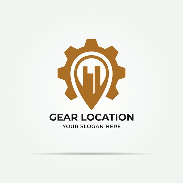 Vector logotipo de construcción de ubicación de engranajes para logotipo de inspiración de la industria