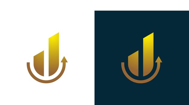 El logotipo del contador financiero, la barra y la flecha, el logotipo del contable financiero simple, el logotipode lujo.
