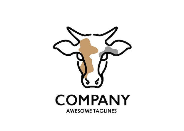 Logotipo del contorno de la cabeza de la vaca