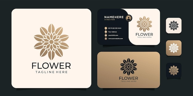 Logotipo de contorno degradado de flores