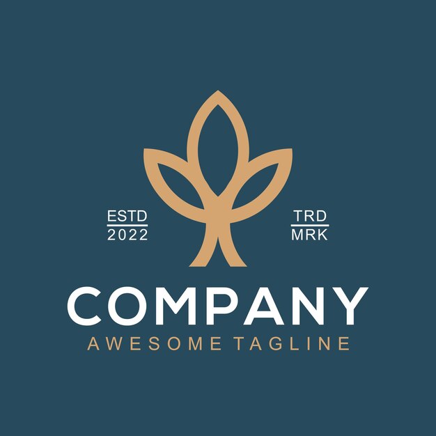 Logotipo de contorno de hoja de lujo