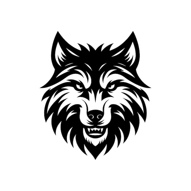 Logotipo de contorno de línea simple de cara de cabeza de lobo elegante para un símbolo de icono vectorial