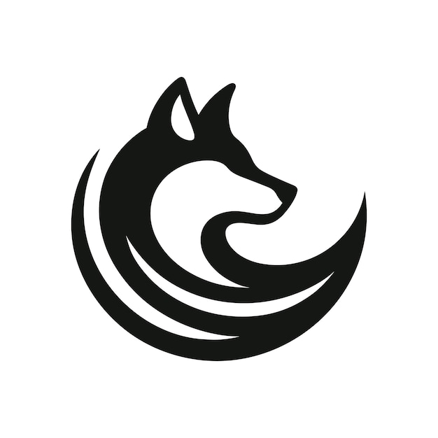 Logotipo de contorno de línea simple de cara de cabeza de lobo elegante para un símbolo de icono vectorial