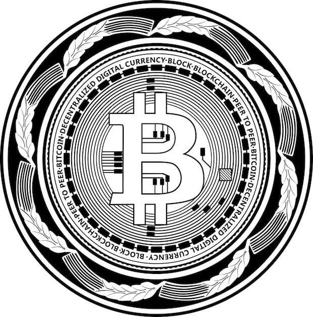 logotipo de contorno negro bitcoin con marco floral colección de silueta hecha a mano modelo nr 151