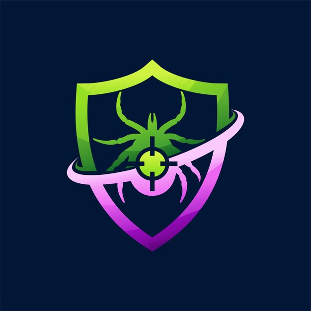logotipo de control de plagas con concepto de escudo