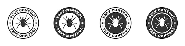 Logotipo de control de plagas Insignia redonda con icono de psider y letras Ilustración vectorial