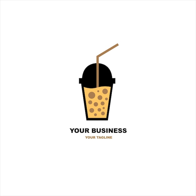 Logotipo de la copa boba para el negocio de las bebidas