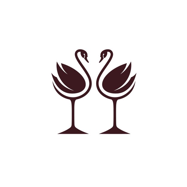 El logotipo de la copa de vino Swan Couple