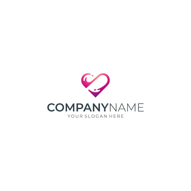 Logotipo de corazón abstracto y letra S con salpicaduras de agua