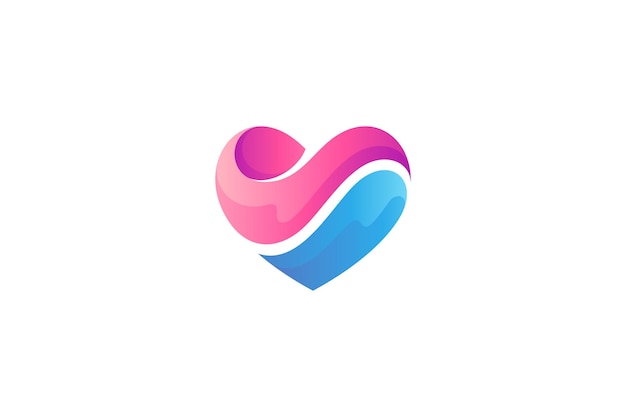 Logotipo de corazón con combinación de elementos de agua en forma de diseño simple