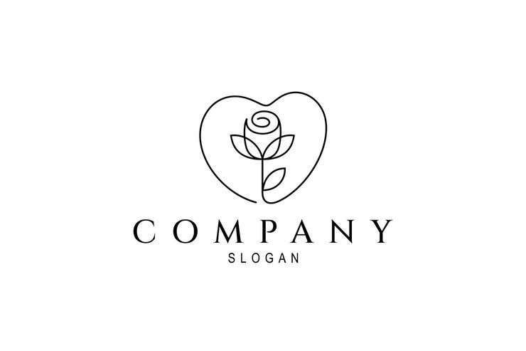 Logotipo de corazón formando flor en diseño lineal.