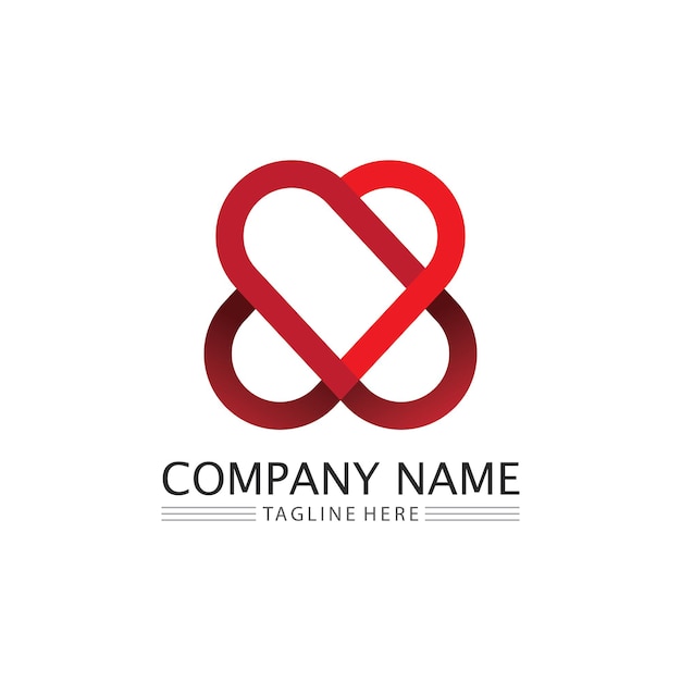 Logotipo de corazón y icono de Vector de amor de belleza San Valentín y diseño de ilustración romántica Símbolo de plantilla