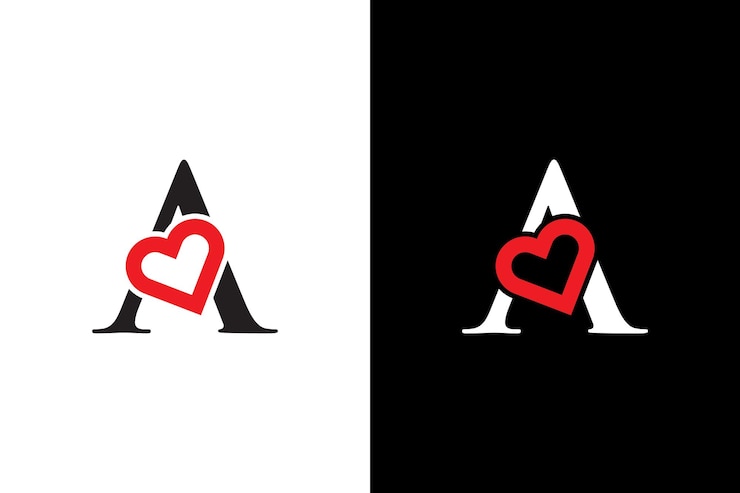 Vector logotipo corazón letra a. hermoso diseño de logotipo de amor vectorial. un diseño de carta creativa de contorno de amor.