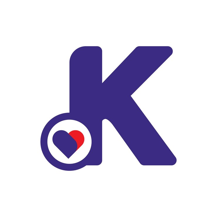 Vector logotipo corazón letra k hermoso diseño de logotipo de amor vectorial sencilla y limpia letra marca k con corazón