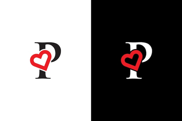 Logotipo Corazón Letra P. Hermoso diseño de logotipo de amor vectorial. Diseño de carta creativa de esquema de amor P