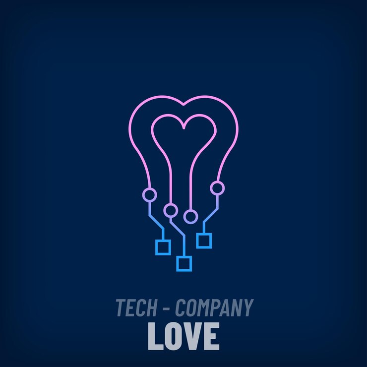 Vector logotipo de corazón de línea digital único vector de plantilla de logotipo digital y tecnológico corporativo creativo
