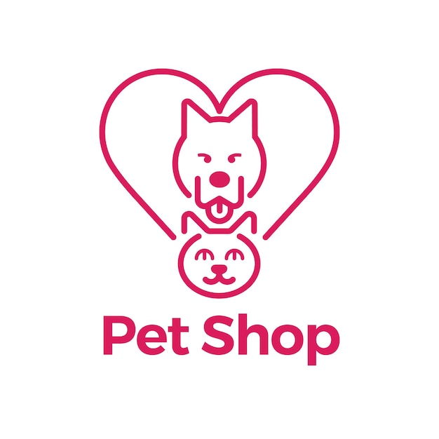 Logotipo de corazón de perro gato