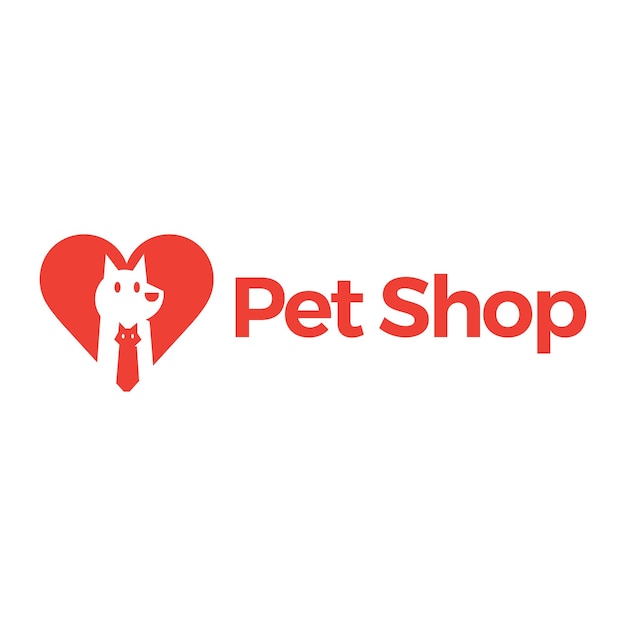 Logotipo de corazón de perro gato