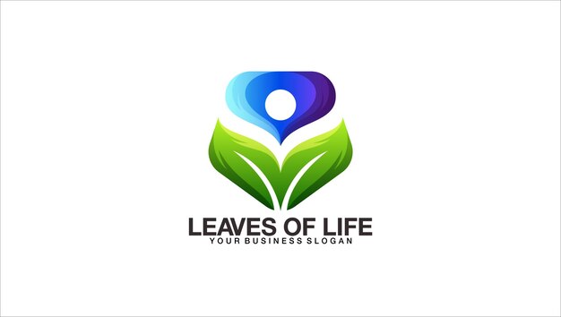 Logotipo de corazón con plantilla de logotipo abstracto de concepto de salud natural de hoja