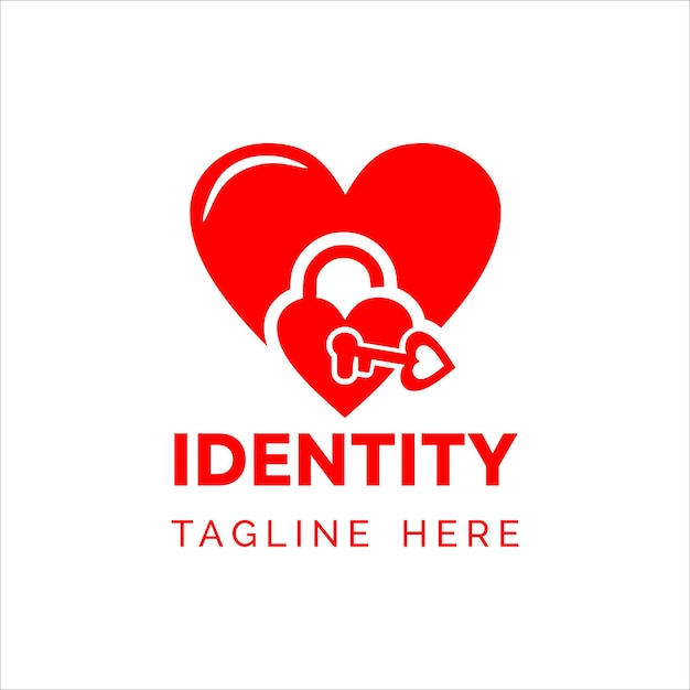logotipo de corazón rojo con desbloqueo logotipo de corazón diseño minimalista y moderno
