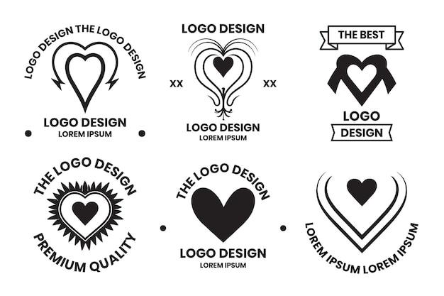 Logotipo de corazón vintage en estilo minimalista moderno