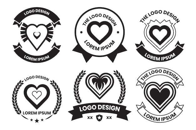 Logotipo de corazón vintage en estilo minimalista moderno