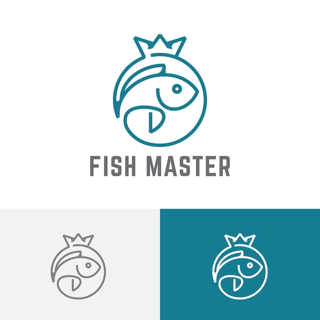 Logotipo de la corona del círculo principal del rey de la pesca superior