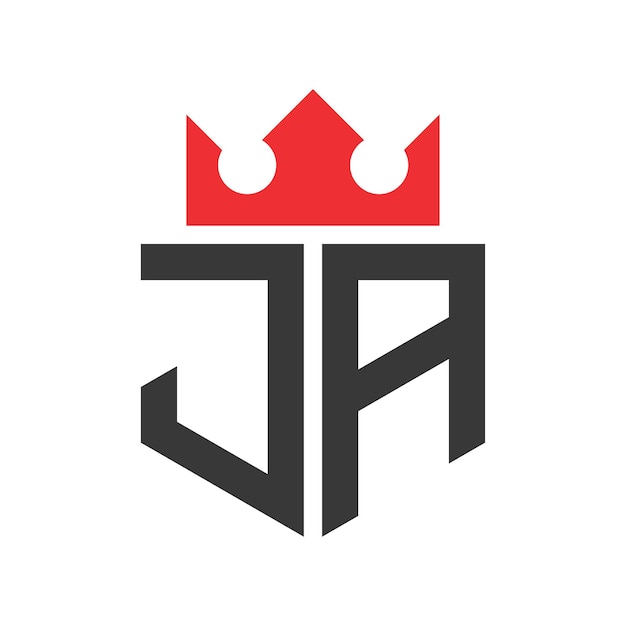 Logotipo de la corona de la corona en la letra de la carta de diseño del logotipo de JA