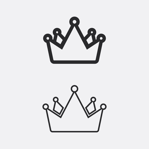 Logotipo de la corona y diseño del logotipo de la reina rey Plantilla de ilustración vectorial