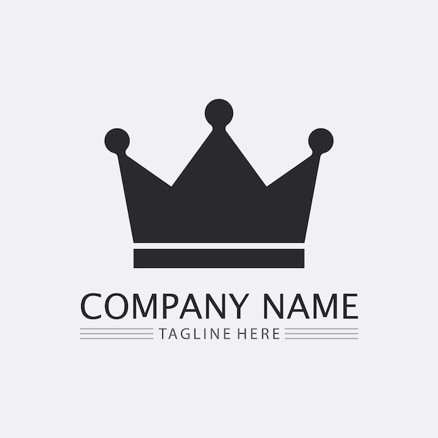 Logotipo de la corona y diseño del logotipo de la reina rey Plantilla de ilustración vectorial