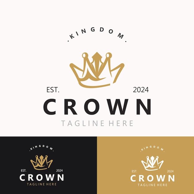 El logotipo de la corona es una plantilla de diseño simple. El concepto de la corona vintage es el concepto del rey real y la reina.
