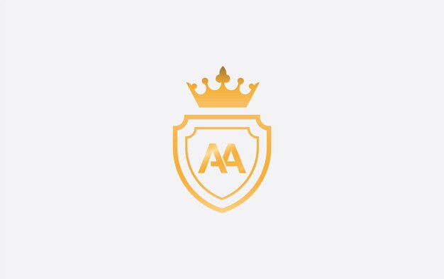 El logotipo de la corona y el escudo de oro con las iniciales AA