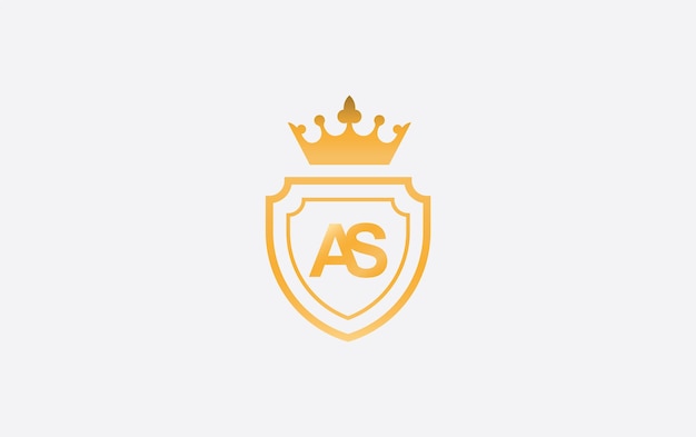 Logotipo de corona y escudo de oro con las iniciales AS