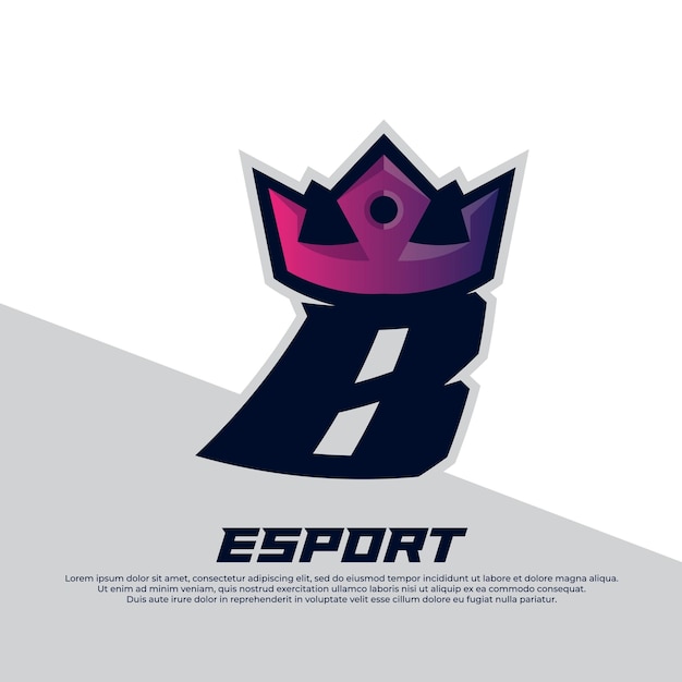 Logotipo de corona con estilo de jugador de plantilla de diseño de letra B aislado en icono de rey de fondo blanco