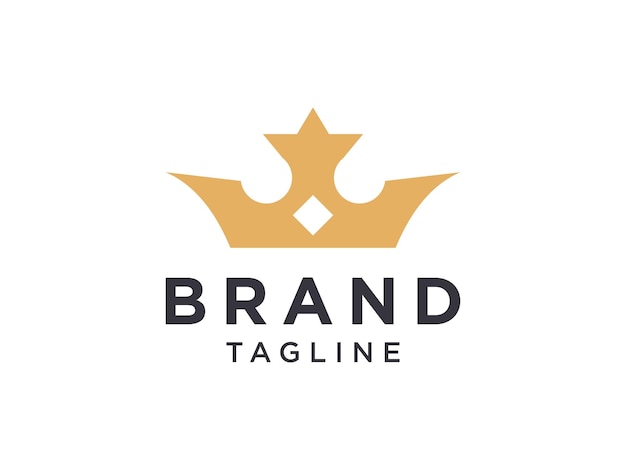 Logotipo de la corona. Forma geométrica decorativa de oro Royal King Queen Símbolo aislado sobre fondo blanco.