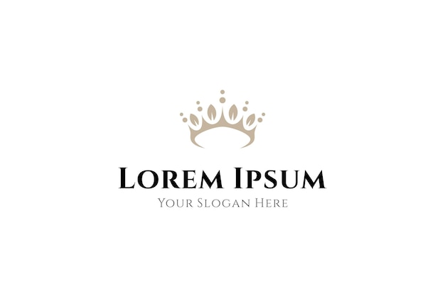 logotipo de la corona con hojas naturales en estilo de diseño vectorial plano de lujo