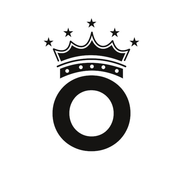 Logotipo de la corona en la letra O con icono de estrella plantilla vectorial de símbolos de lujo