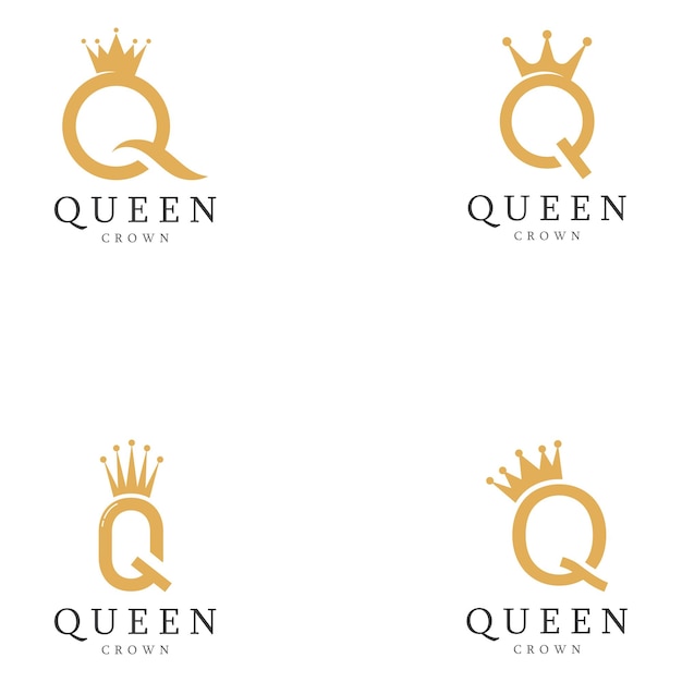 logotipo de la corona de la letra q para el símbolo de la reina