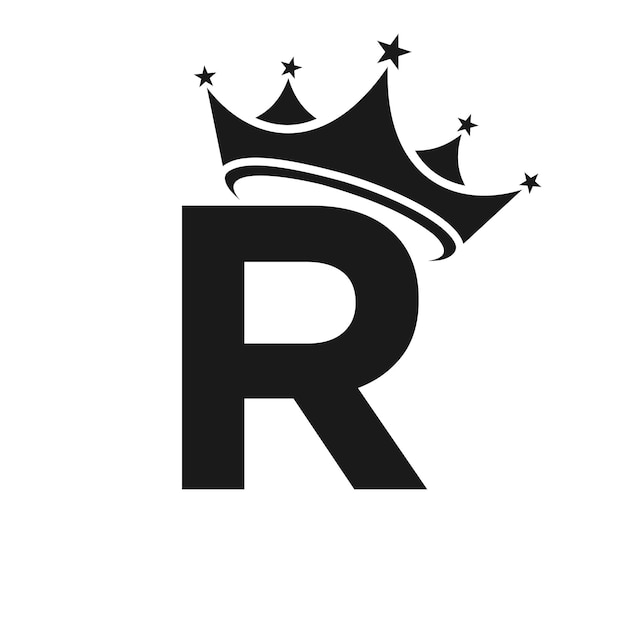 Vector logotipo de la corona de la letra r plantilla de logotipo de la corona para la estrella de la moda de belleza signo de lujo elegante