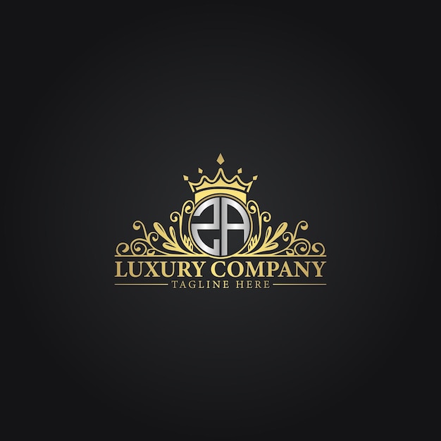 Logotipo de la Corona de Lujo con elegantes flores y monograma