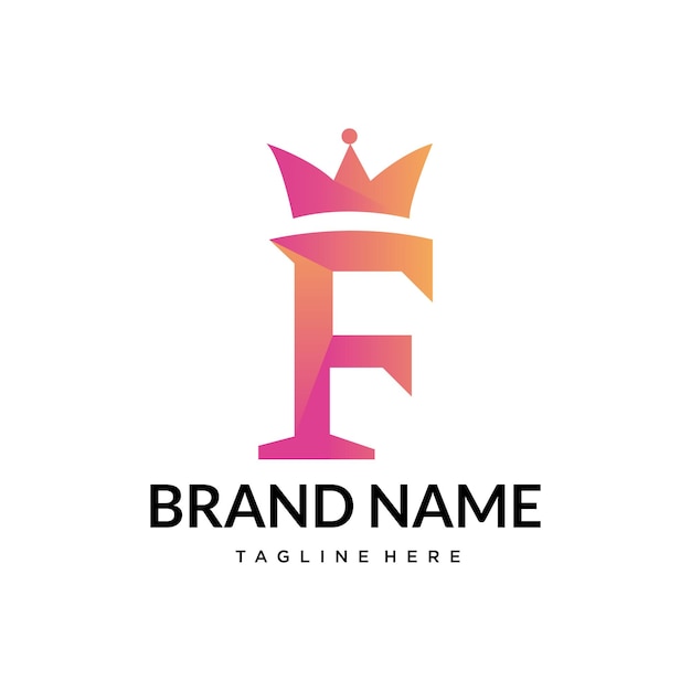 El logotipo de la Corona Real con la letra F - Diseño elegante de la identidad de la marca
